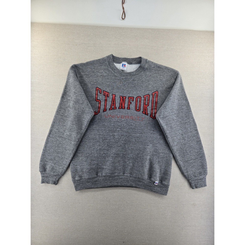 Vintage 80s Stanford Russell Athletic Sweatshirt Made in USA Grey Mens Medium